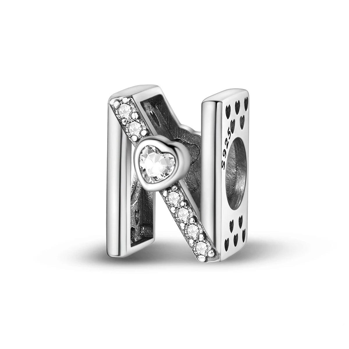 Pangama Jewelry Sparkling Heart Letter A~Z Alphabet Charm