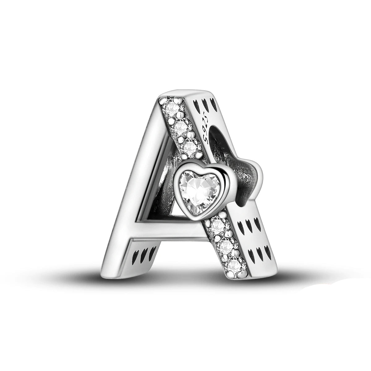 Pangama Jewelry Sparkling Heart Letter A~Z Alphabet Charm