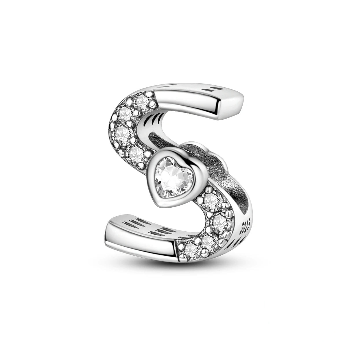 Pangama Jewelry Sparkling Heart Letter A~Z Alphabet Charm