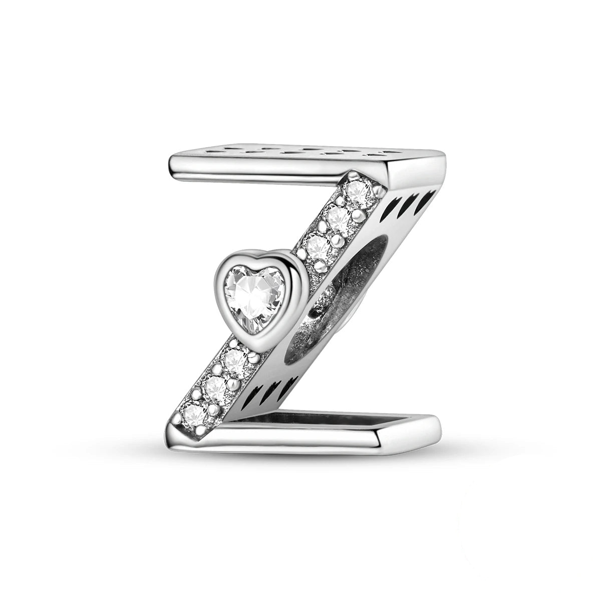 Pangama Jewelry Sparkling Heart Letter A~Z Alphabet Charm