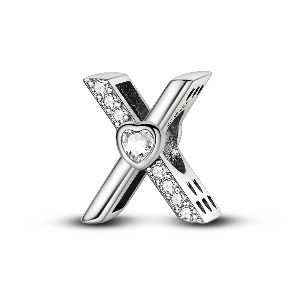 Pangama Jewelry Sparkling Heart Letter A~Z Alphabet Charm