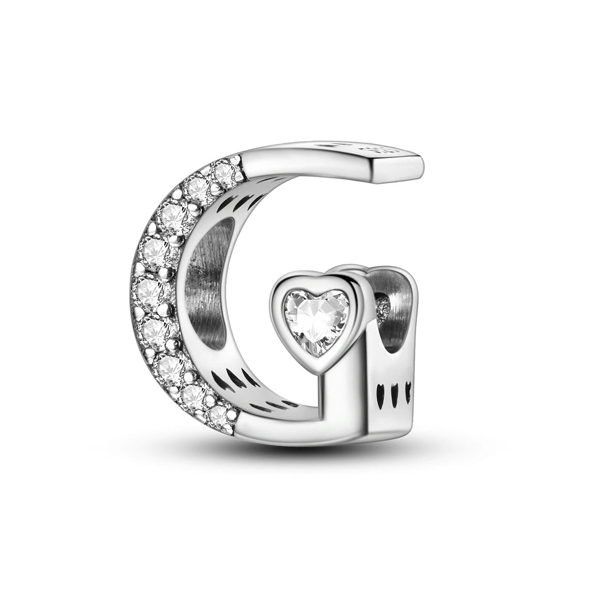 Pangama Jewelry Sparkling Heart Letter A~Z Alphabet Charm