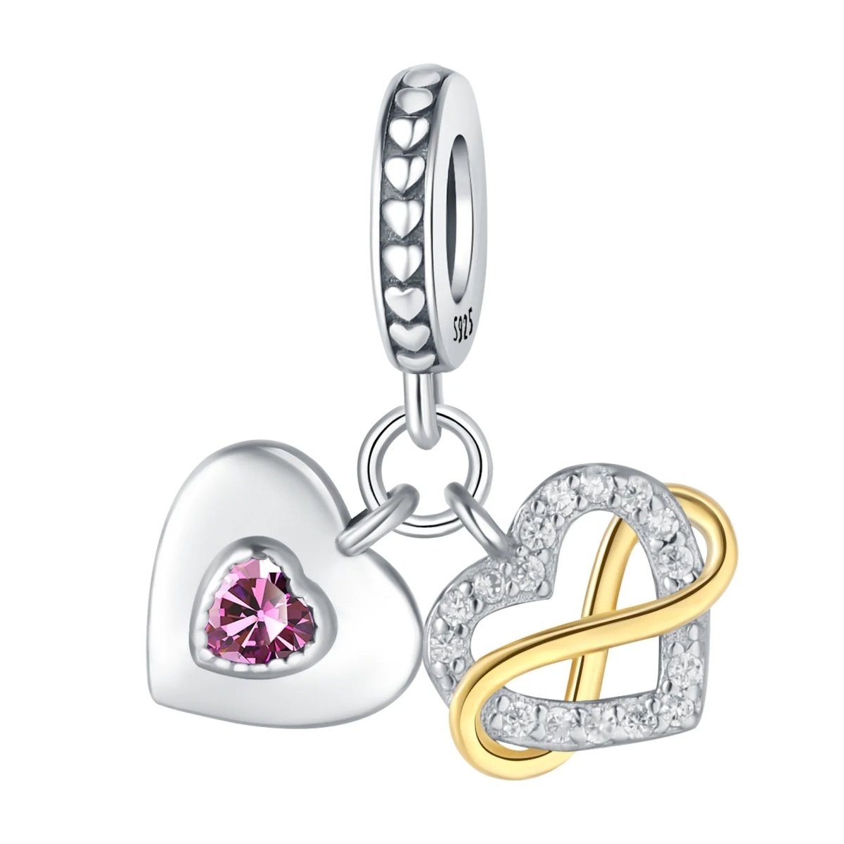 Pangama Jewelry Sparkling Infinity Heart Dangle Charm