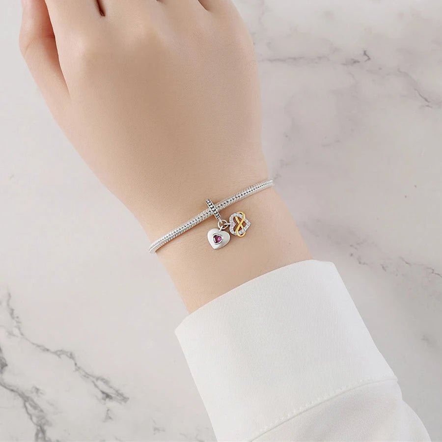 Pangama Jewelry Sparkling Infinity Heart Dangle Charm