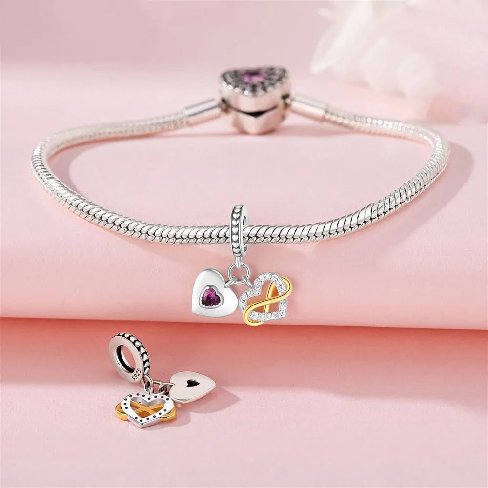 Pangama Jewelry Sparkling Infinity Heart Dangle Charm