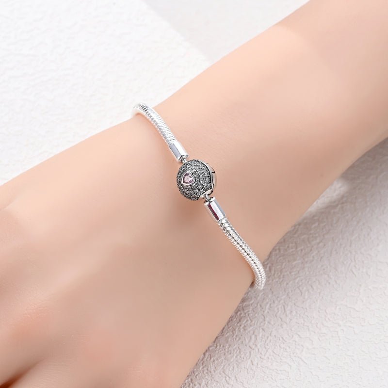 Pangama Jewelry Sparkling Pink Heart Charm Bracelet