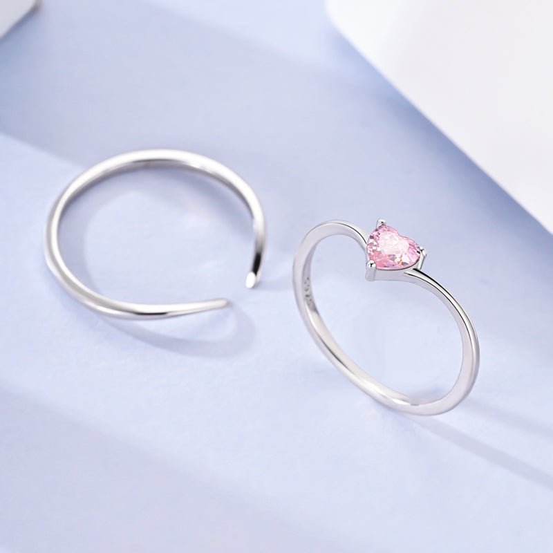 Pangama Jewelry Sparkling Pink Heart Solitaire Ring