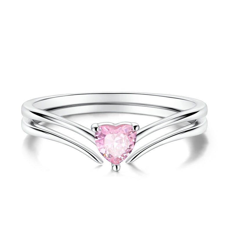 Pangama Jewelry Sparkling Pink Heart Solitaire Ring