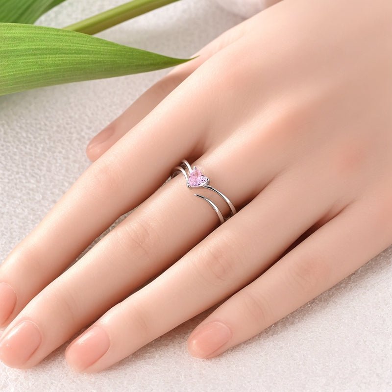 Pangama Jewelry Sparkling Pink Heart Solitaire Ring