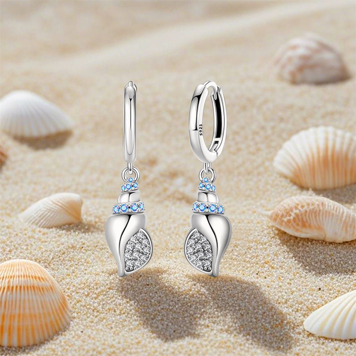 Pangama Jewelry Sparkling Seashell Hoop Earrings