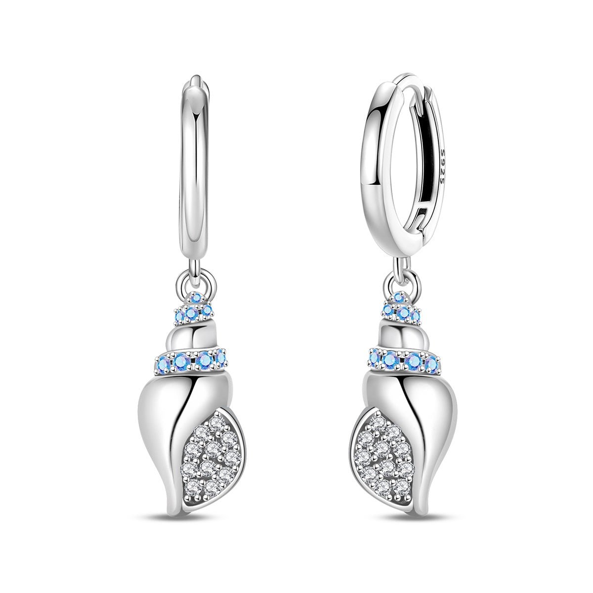 Pangama Jewelry Sparkling Seashell Hoop Earrings