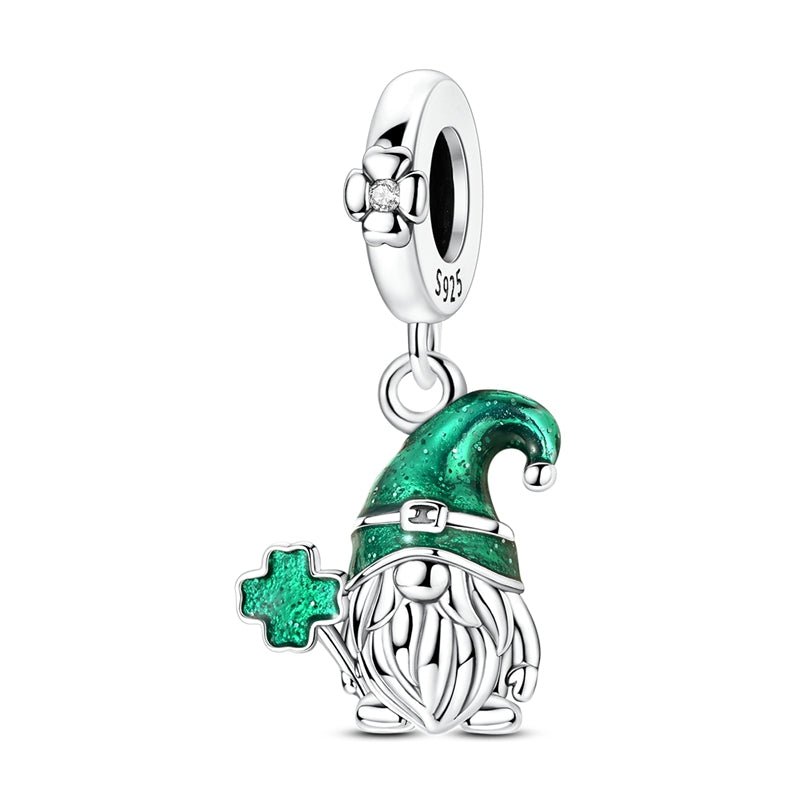 Pangama Jewelry St. Patrick’s Day Gnome with Clover Dangle Charm