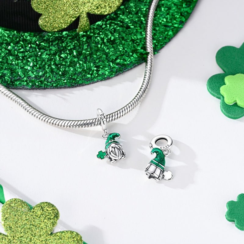 Pangama Jewelry St. Patrick’s Day Gnome with Clover Dangle Charm