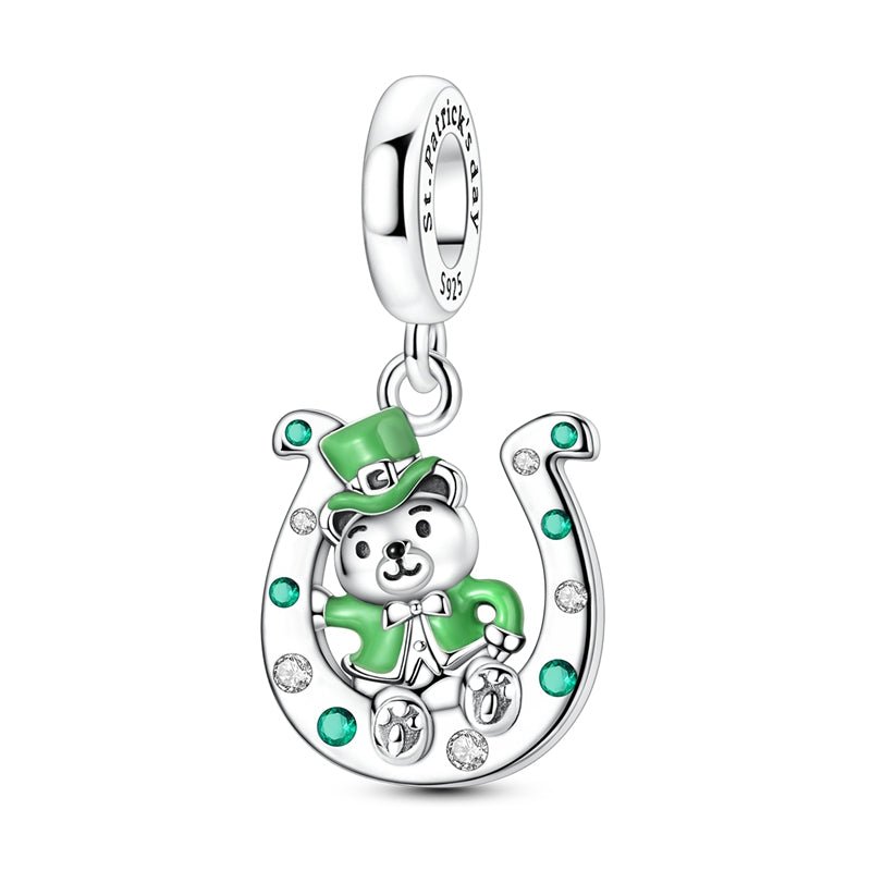 Pangama Jewelry St. Patrick’s Day Lucky Bear & Horseshoe Dangle Charm