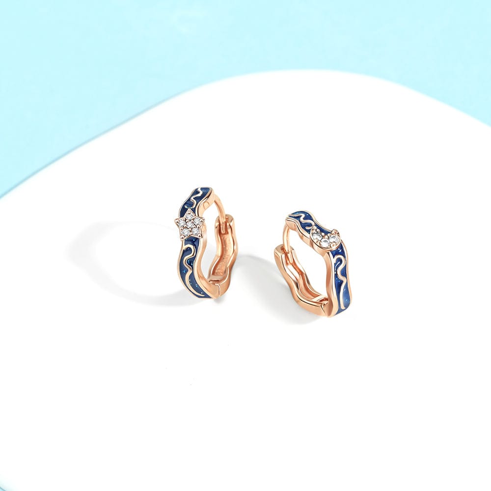 Pangama Jewelry Star & Moon Huggie Earrings with Enamel