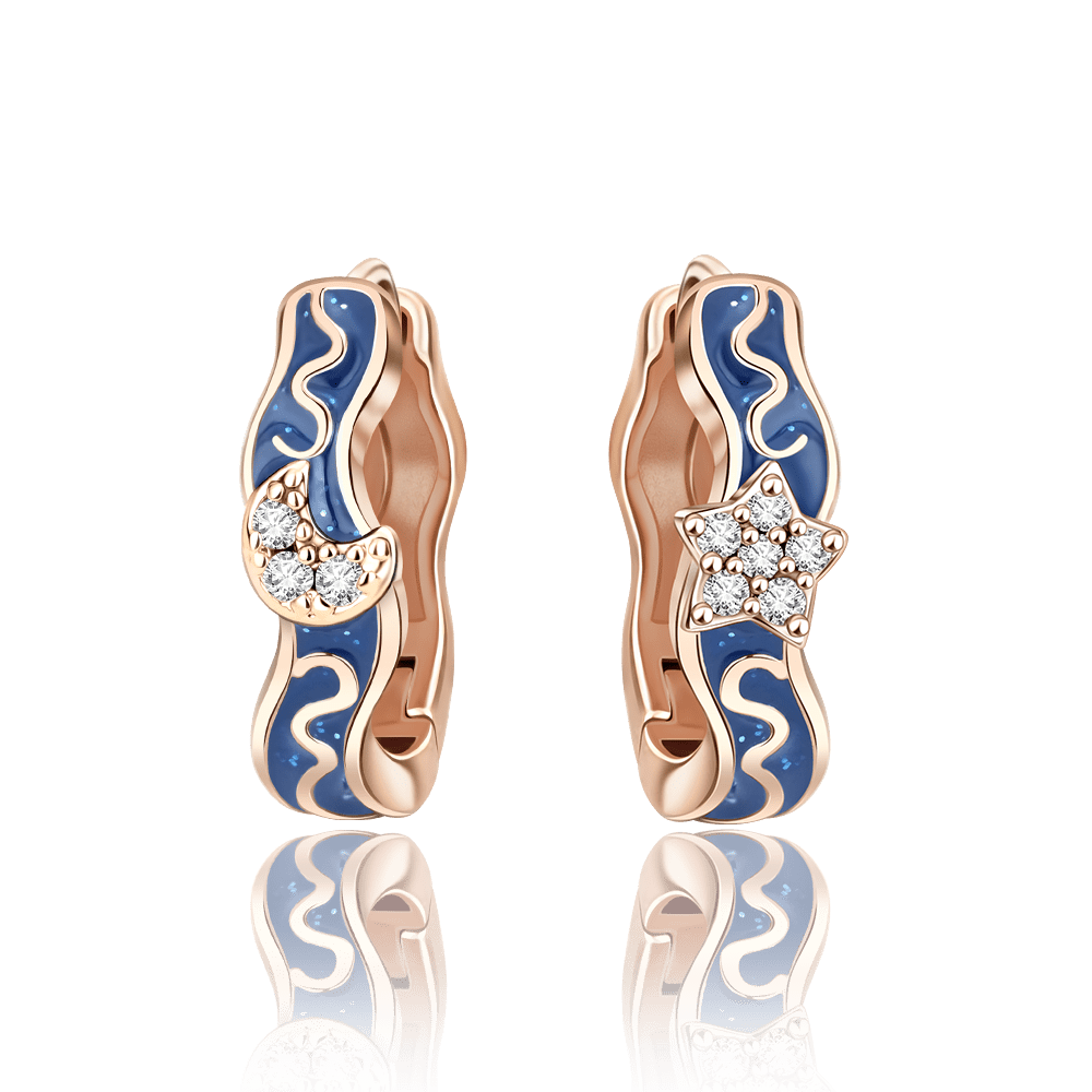 Pangama Jewelry Star & Moon Huggie Earrings with Enamel