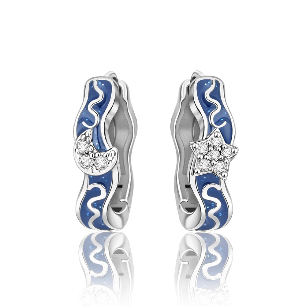 Pangama Jewelry Star & Moon Huggie Earrings with Enamel