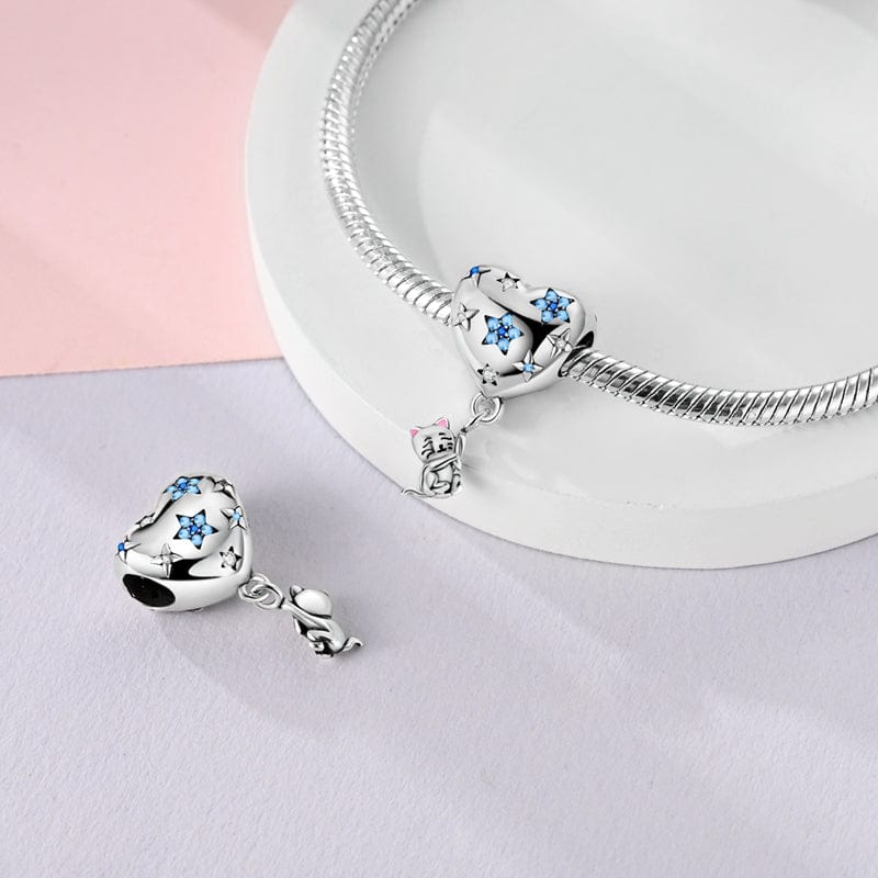 Pangama Jewelry Starry Heart & Playful Cat Charm