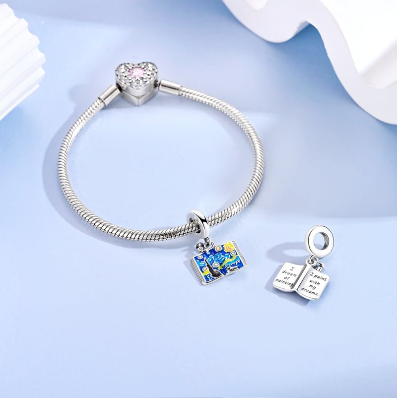 Pangama Jewelry Starry Night Painting & Dream Book Dangle Charm