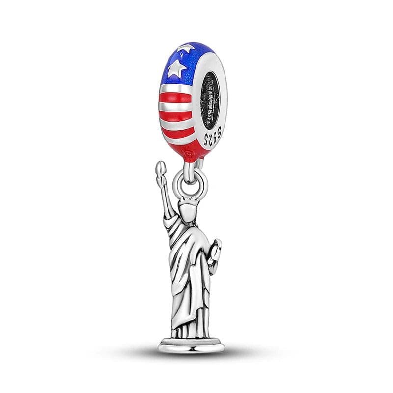 Pangama Jewelry Statue of Liberty Monument USA Flag Dangle Charm