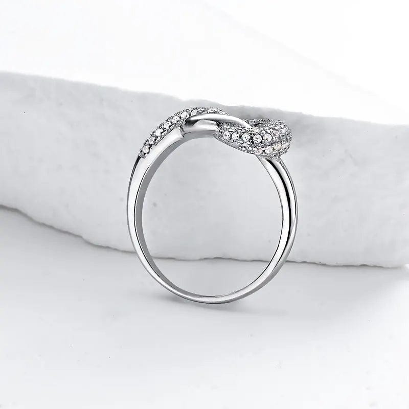 Pangama Jewelry Sterling Silver Infinity Knot Ring with Pavé Diamonds