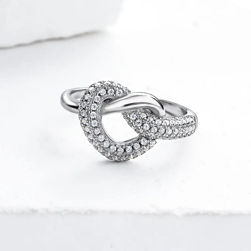 Pangama Jewelry Sterling Silver Infinity Knot Ring with Pavé Diamonds