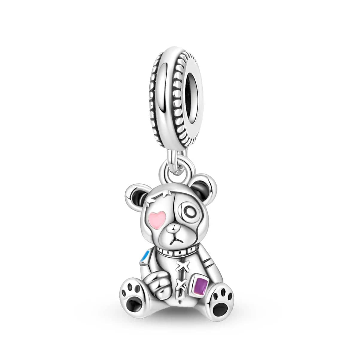 Pangama Jewelry Stitched Teddy Bear Dangle Charm