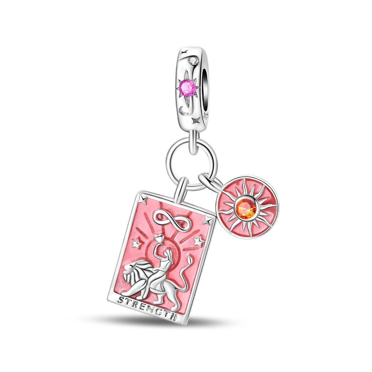 Pangama Jewelry Strength Tarot Card & Sun Dangle Charm