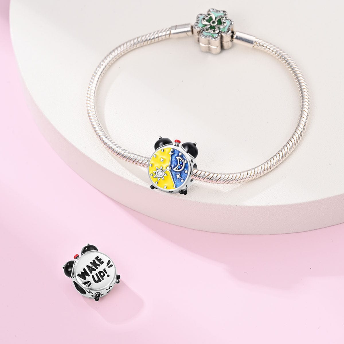 Pangama Jewelry Sun & Moon Dual Time Alarm Clock Charm