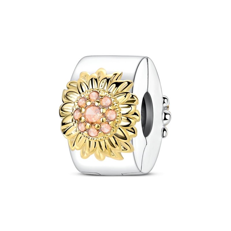 Pangama Jewelry Sunflower Charm with Pink Crystals Clip Charm