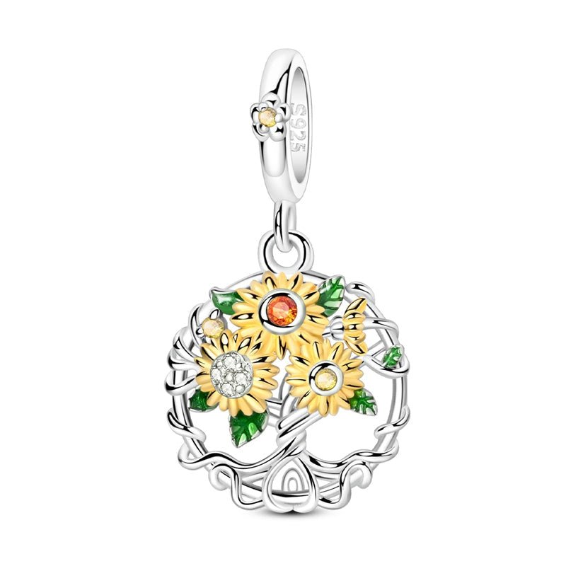 Pangama Jewelry Sunflower Garden Wreath Dangle Charm