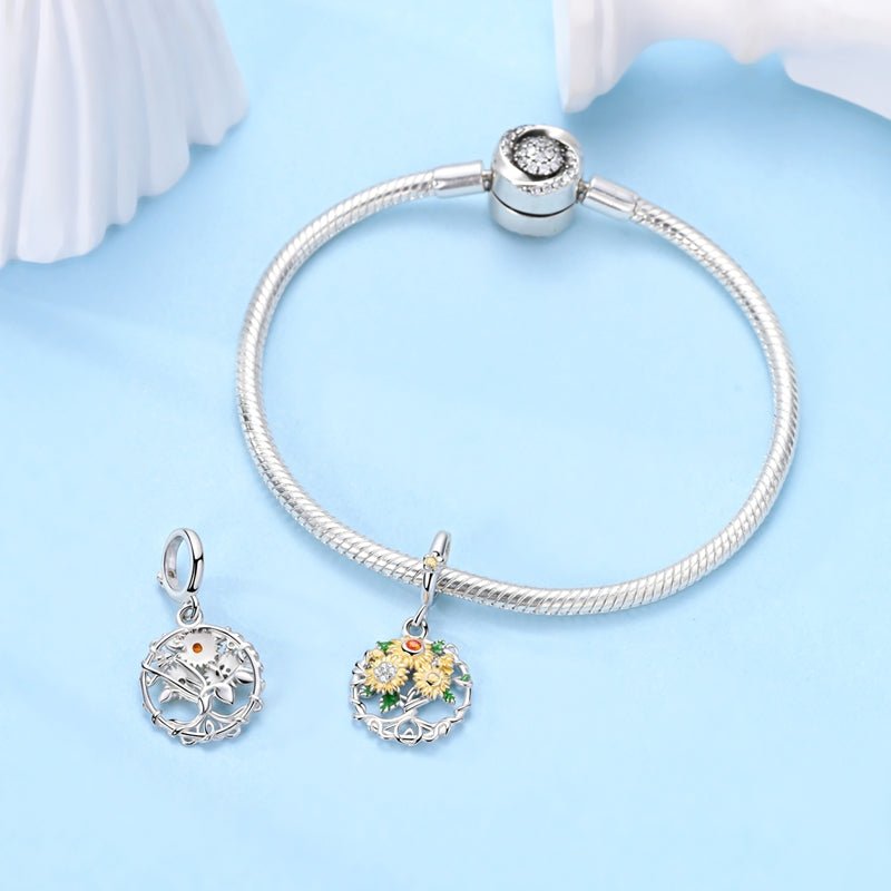 Pangama Jewelry Sunflower Garden Wreath Dangle Charm