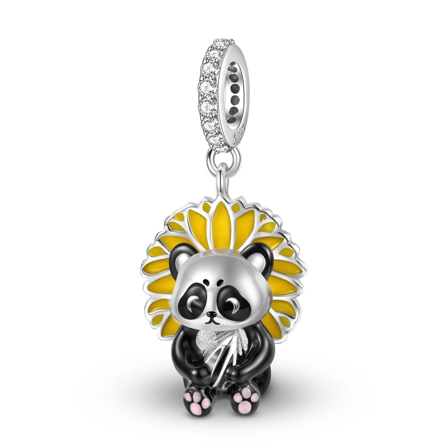 Pangama Jewelry Sunflower Panda Dangle Charm