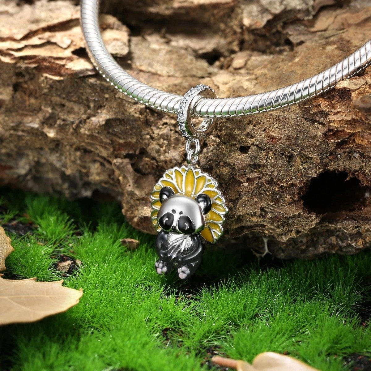 Pangama Jewelry Sunflower Panda Dangle Charm