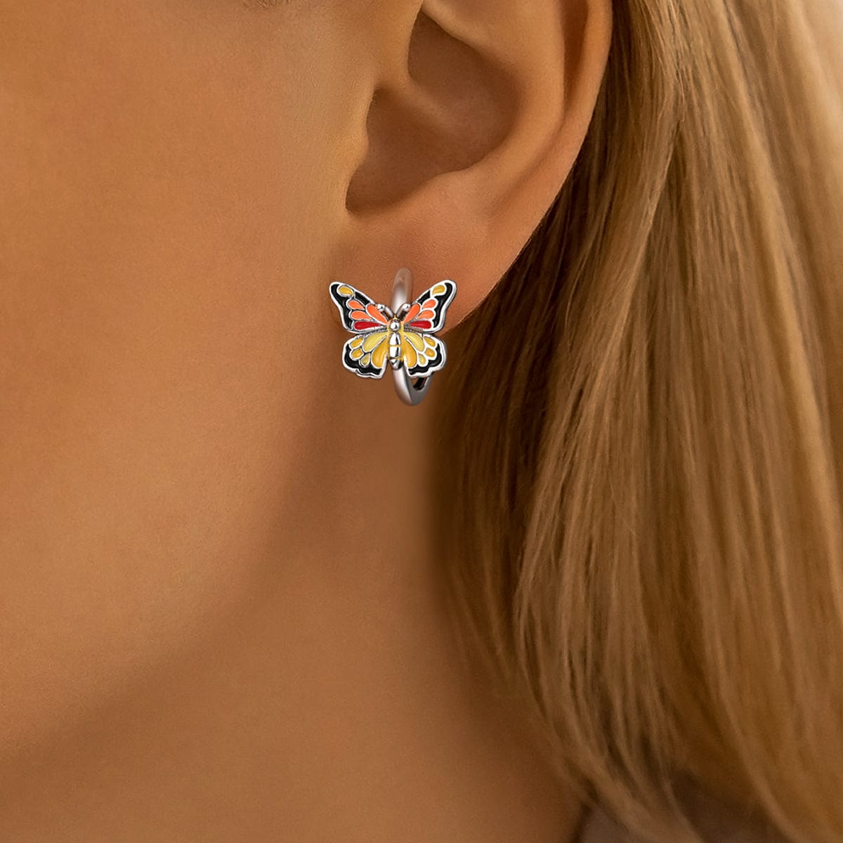 Pangama Jewelry Sunset Glow Butterfly Hoop Earrings