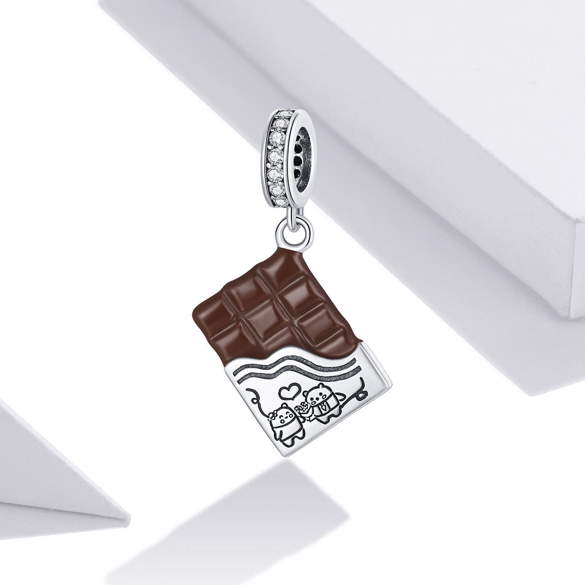 Pangama Jewelry Sweet Love Chocolate Bar with Bear Dangle Charm