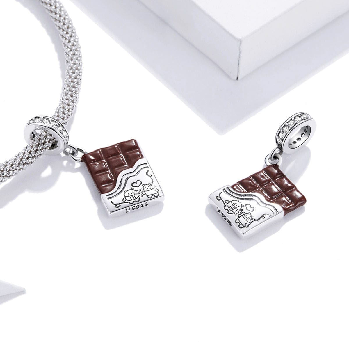 Pangama Jewelry Sweet Love Chocolate Bar with Bear Dangle Charm