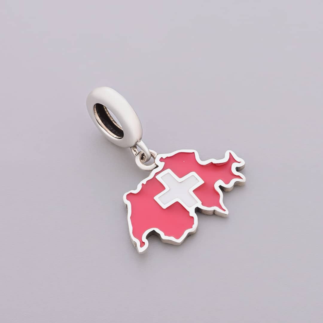 Pangama Jewelry Switzerland Map Flag Dangle Charm