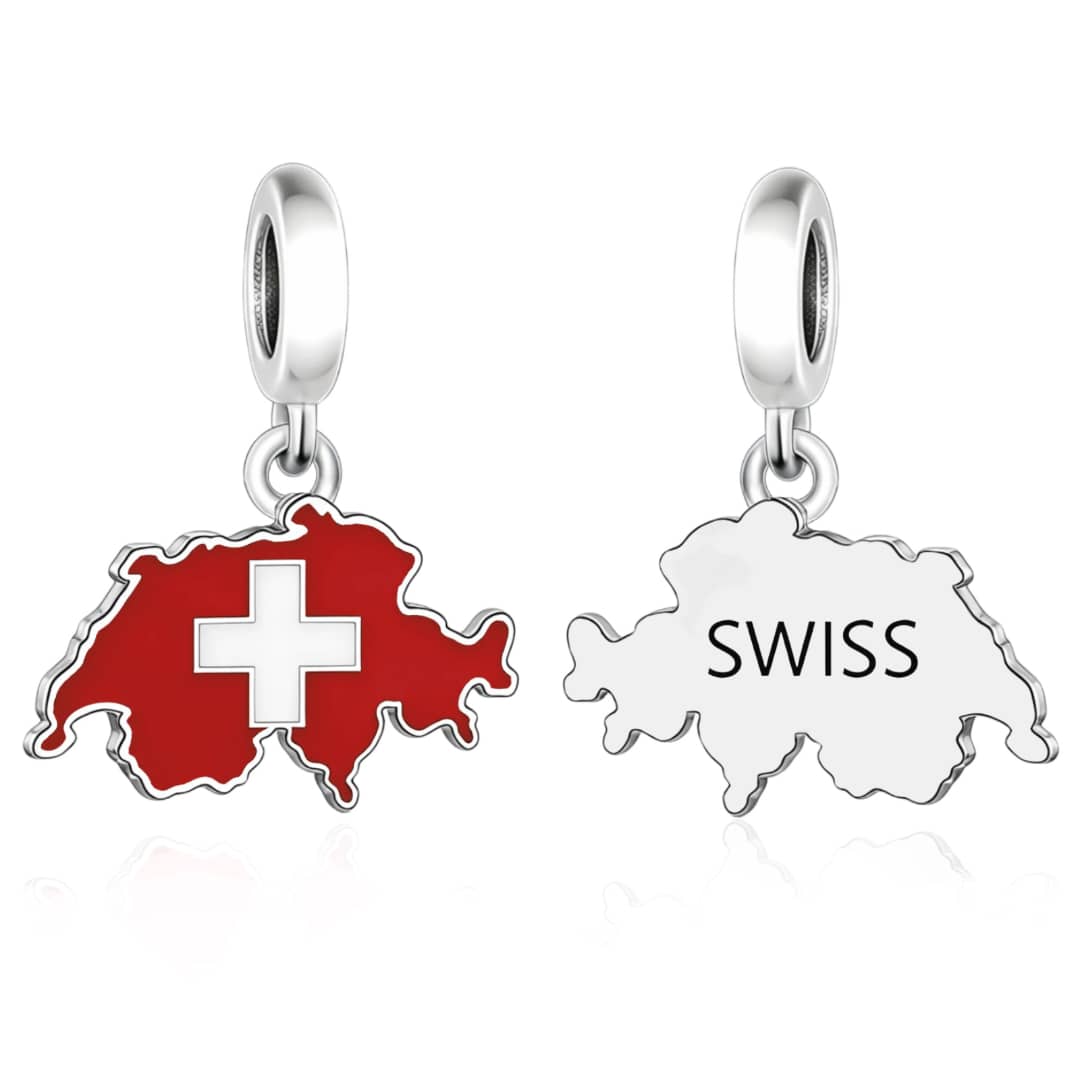 Pangama Jewelry Switzerland Map Flag Dangle Charm