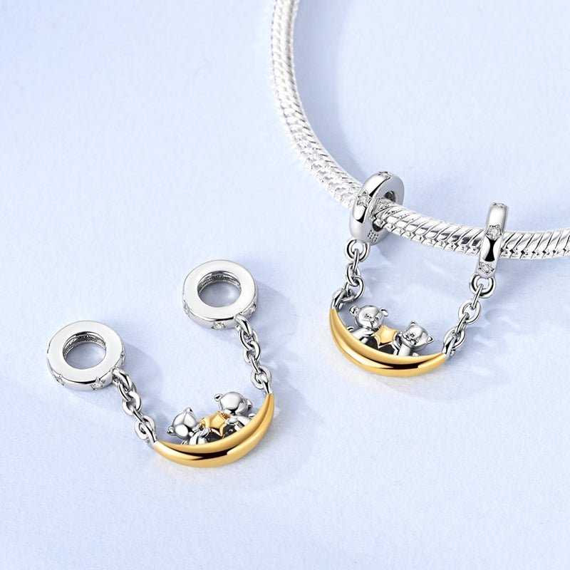 Pangama Jewelry Teddy Bears Holding Star Safety Chain Charm