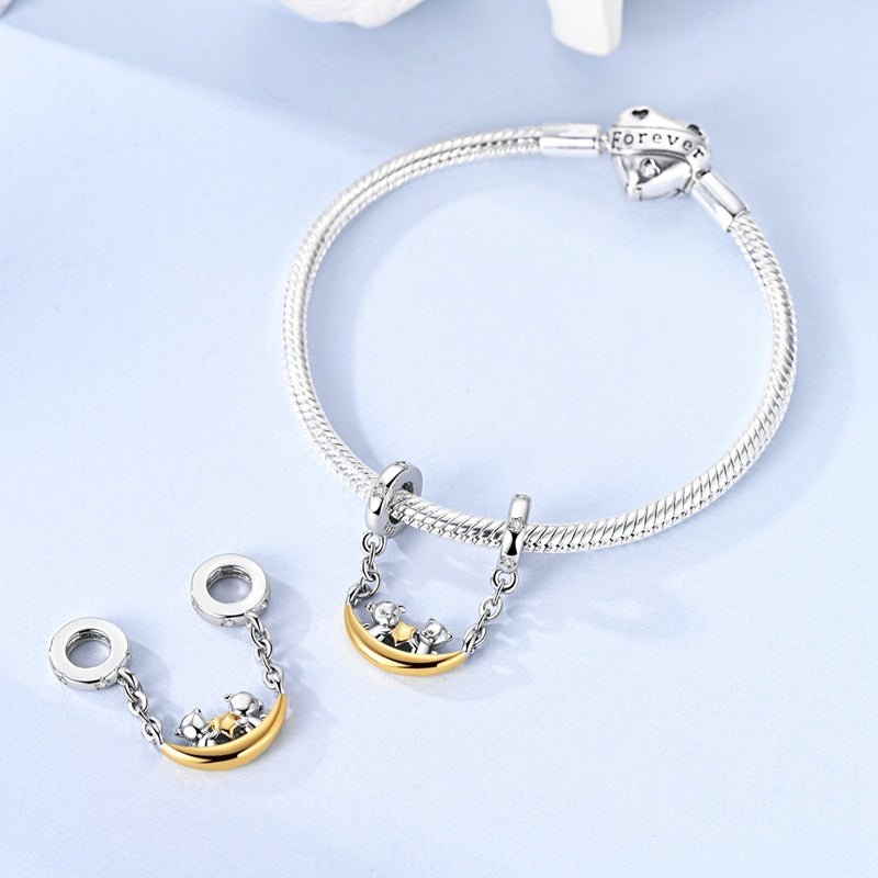 Pangama Jewelry Teddy Bears Holding Star Safety Chain Charm