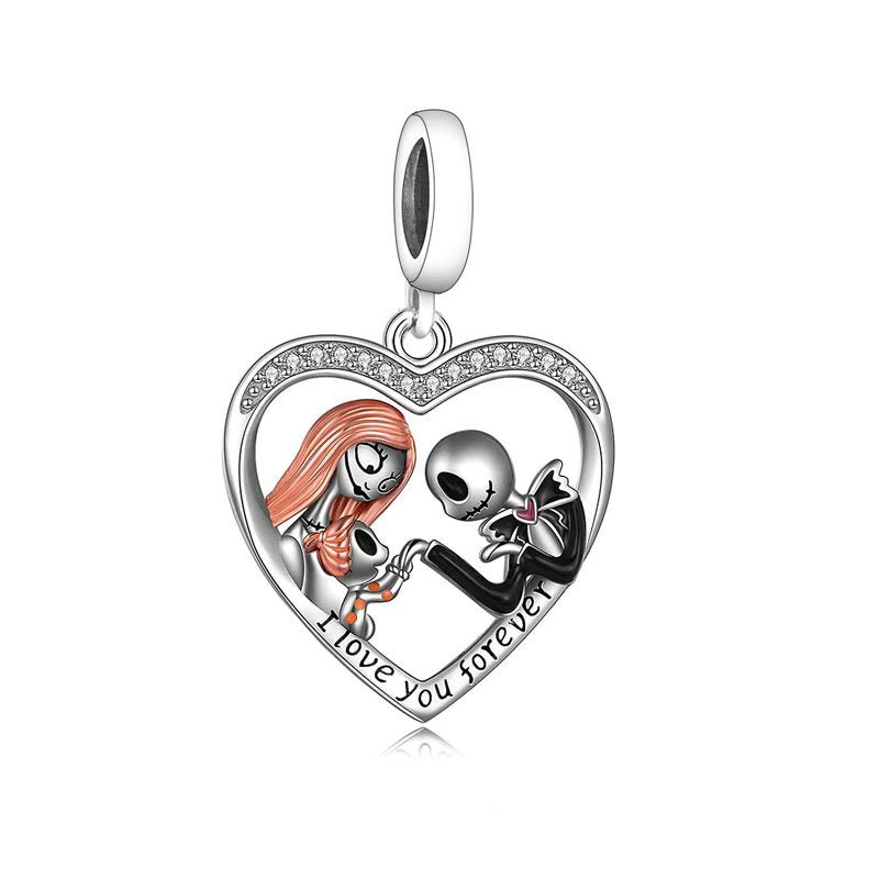Pangama Jewelry The Nightmare Before Christmas Couple Heart Dangle Charm