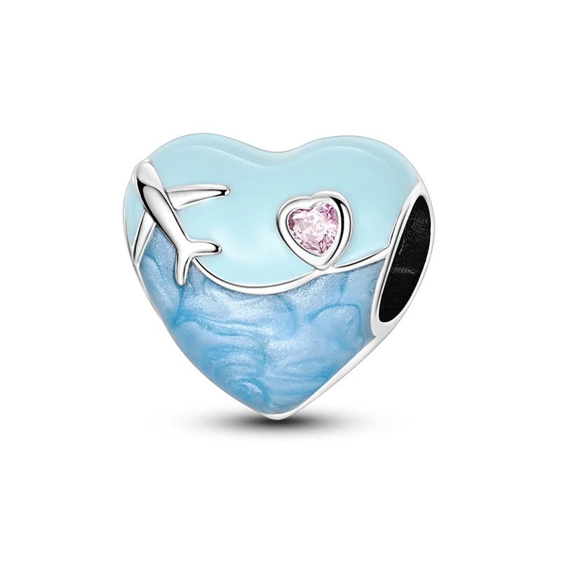 Pangama Jewelry The World Is Yours to Explore Airplane Heart Charm