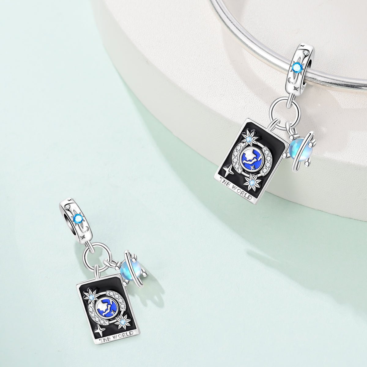 Pangama Jewelry The World Tarot & Cosmic Planet Dangle Charm