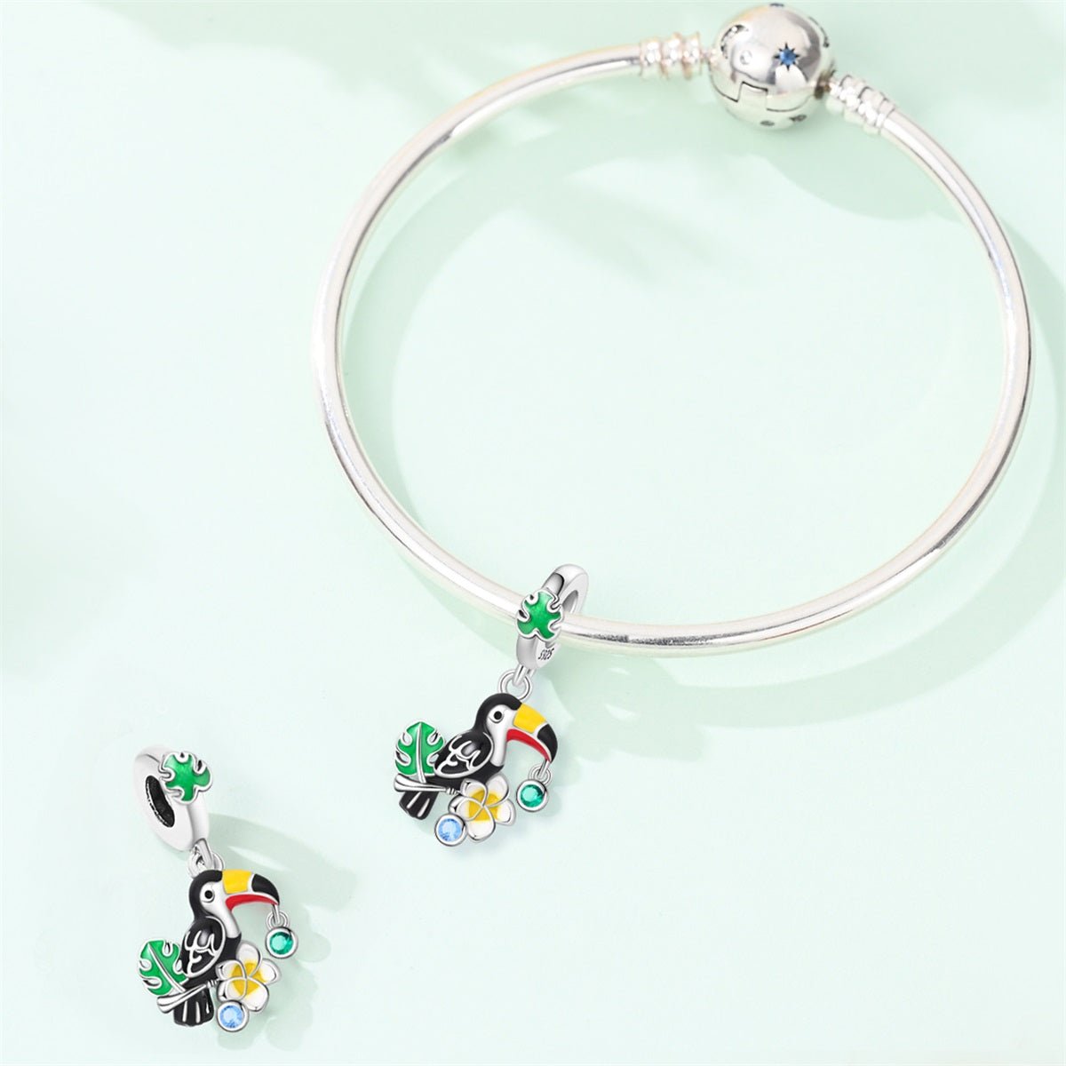 Pangama Jewelry Toucan, Monstera Leaf & Plumeria Dangle Charm