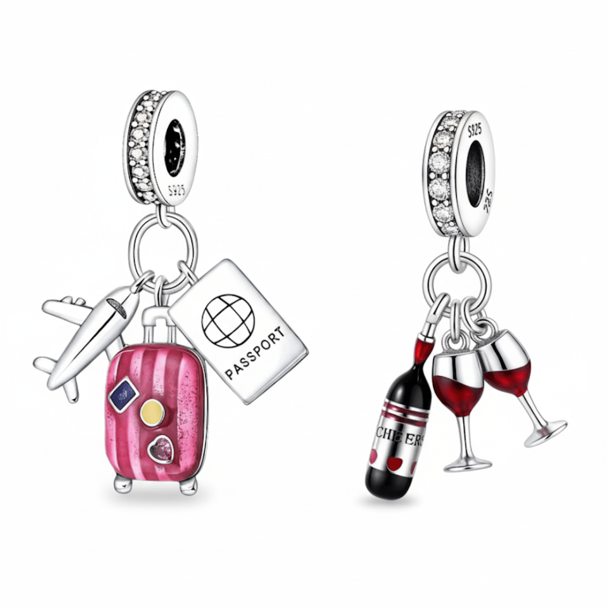 Pangama Jewelry Travel & Cheers Charm Duo