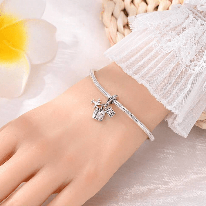 Pangama Jewelry Travel Moments Camera & Airplane Charm