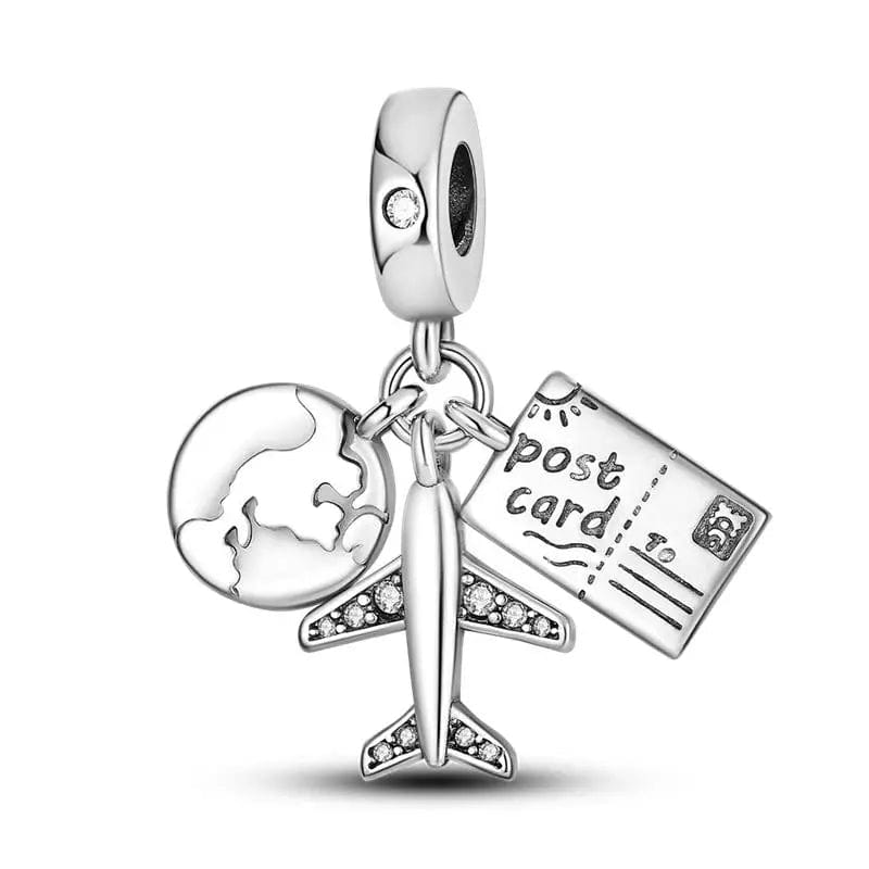 Pangama Jewelry Travel the World Plane Postcard Charm