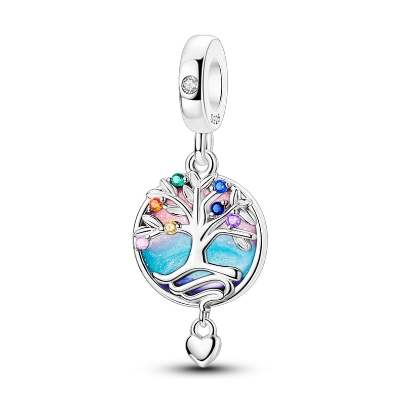 Pangama Jewelry Tree of Life with Multicolor Gemstones Dangle Charm