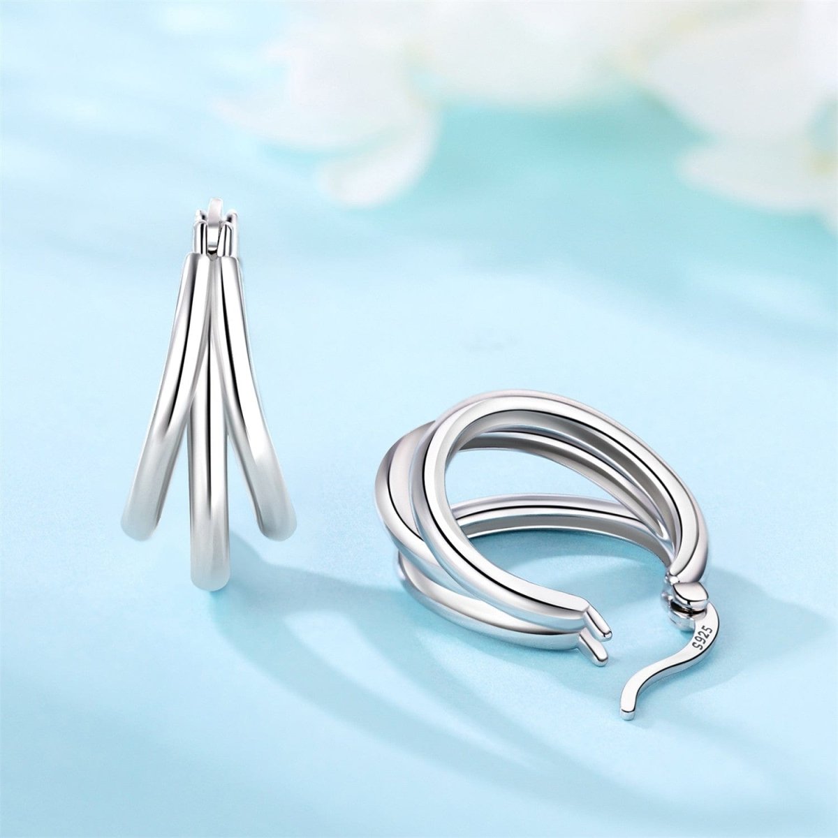 Pangama Jewelry Triple Loop Classic Hoop Earrings